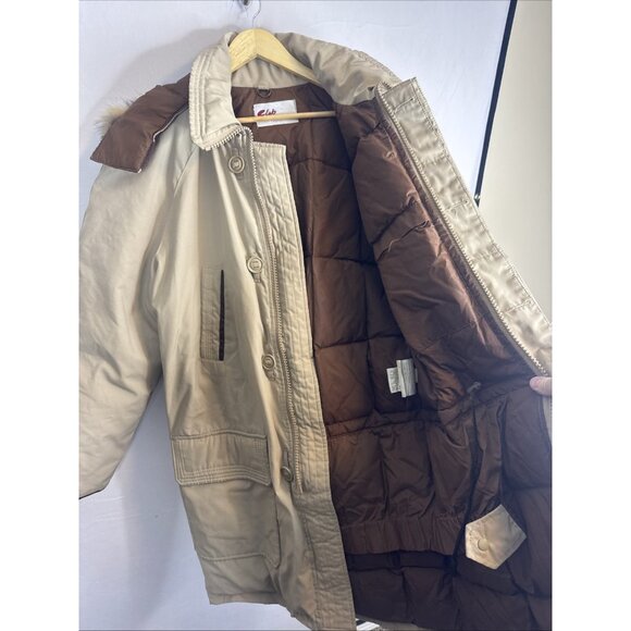 Vintage Club International Down Parka Beige Fur Trim Hood Canada Made Men L - Picture 8 of 10